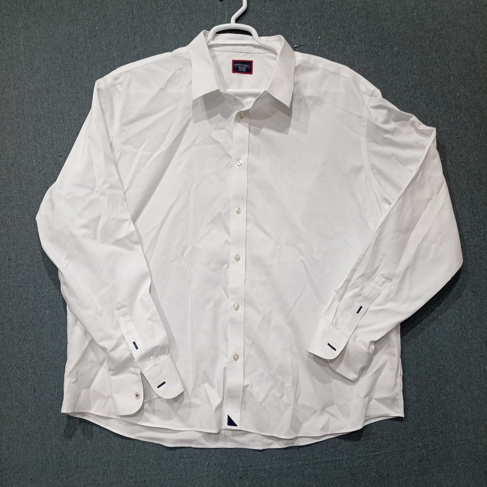 UNTUCKit Mens XXXL White Wrinkle Free Cotton Long Sleeve Button Down Shirt 3XL